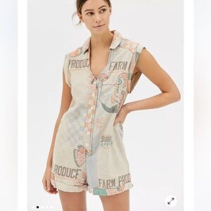 Urban Outfitters BDG Stevie Linen V-Neck Romper